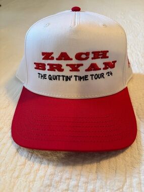 Zach Bryan 'The Quittin' Time Tour '24' Red & White Trucker Hat